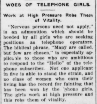 Image of quotation titled Woes of telephone girls