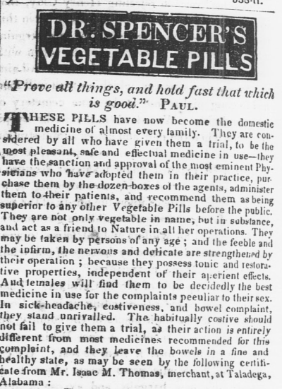 Image of quotation titled Dr. Spencer's vegetable pills